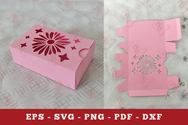 Daisy Flower Gift Box Paper Cut SVG