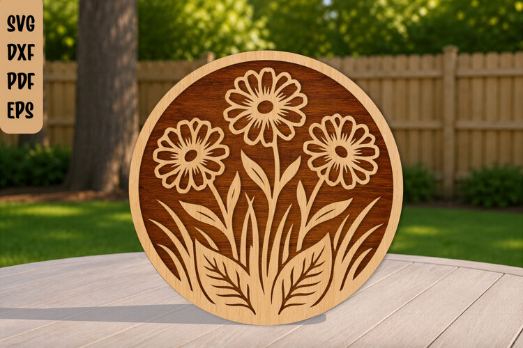 Daisy Flower Laser Cut File example image 1