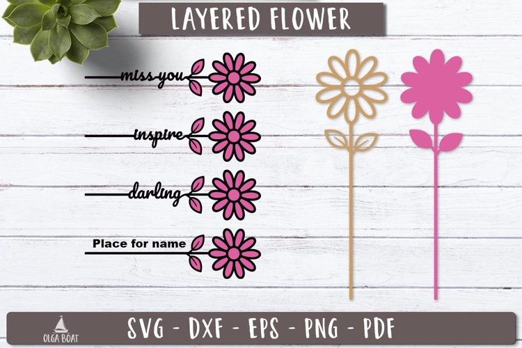 Daisy Flower Name SVG 3d Layered Laser Cut