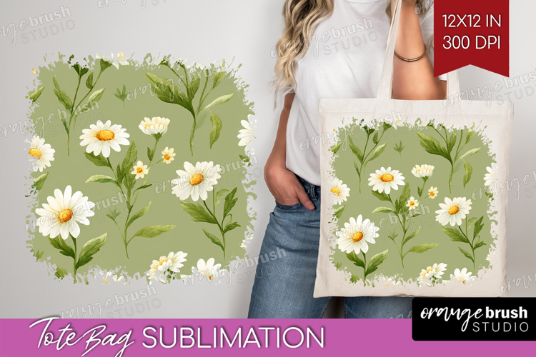 Daisy Flowers Tote Bag - Summer Tote Bag PNG Sublimation
