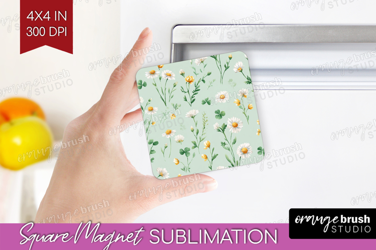 Daisy Flowers Magnet Sublimation - Summer Square Magnet PNG