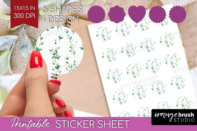 Daisy Flowers Round Sticker - Summer Printable Sticker Sheet