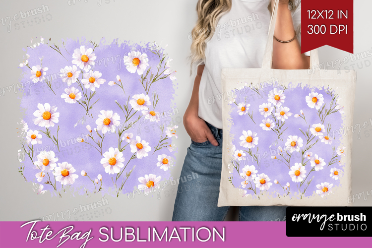 Daisy Flowers Tote Bag - Summer Tote Bag PNG Sublimation