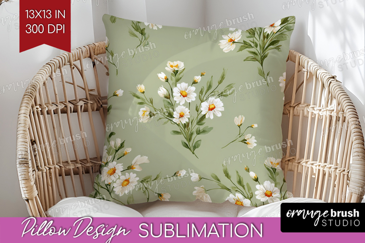 Daisy Flowers Pillow Sublimation - Summer Pillow Cover PNG