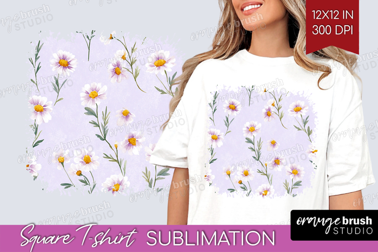 Daisy Flowers Square Tshirt Background - Summer PNG