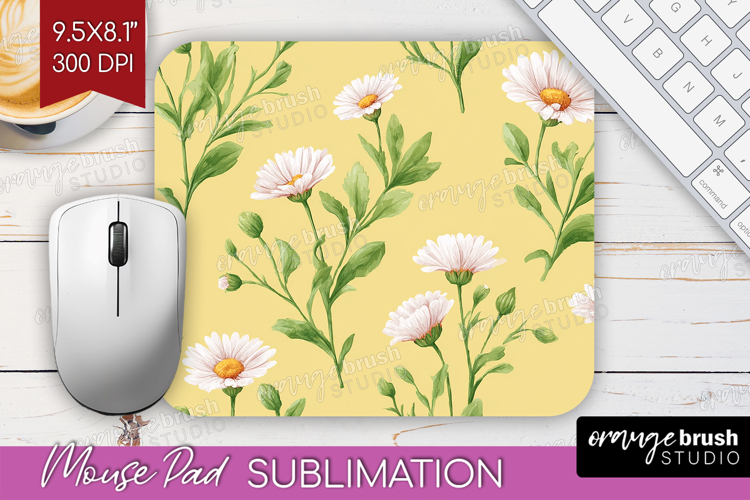 Daisy Flowers Mouse Pad Sublimation - Summer Mousepad PNG