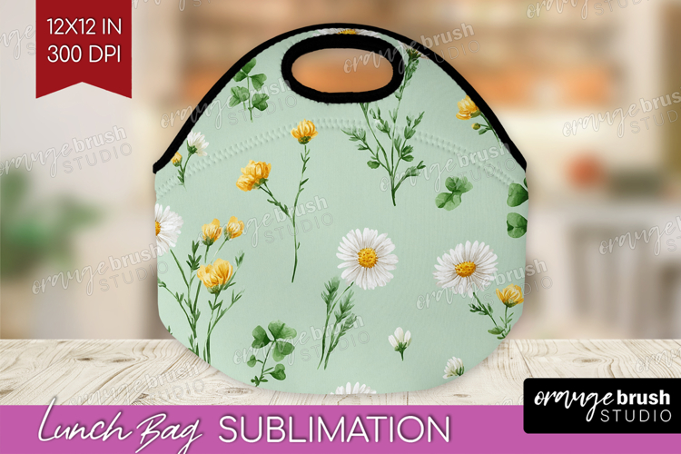 Daisy Flowers Lunch Bag - Summer Lunch Bug PNG Sublimation