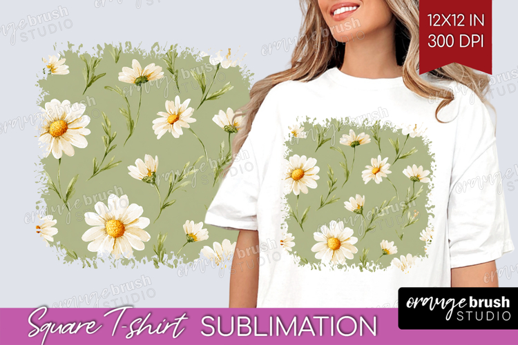 Daisy Flowers Square Tshirt Background - Summer PNG