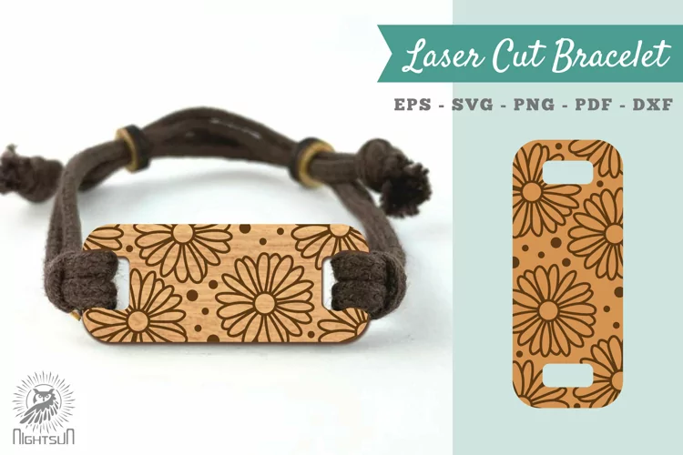 Daisy Flowers Laser Cut Bracelet SVG