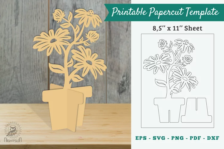 Daisy Flowers Printable cut Template