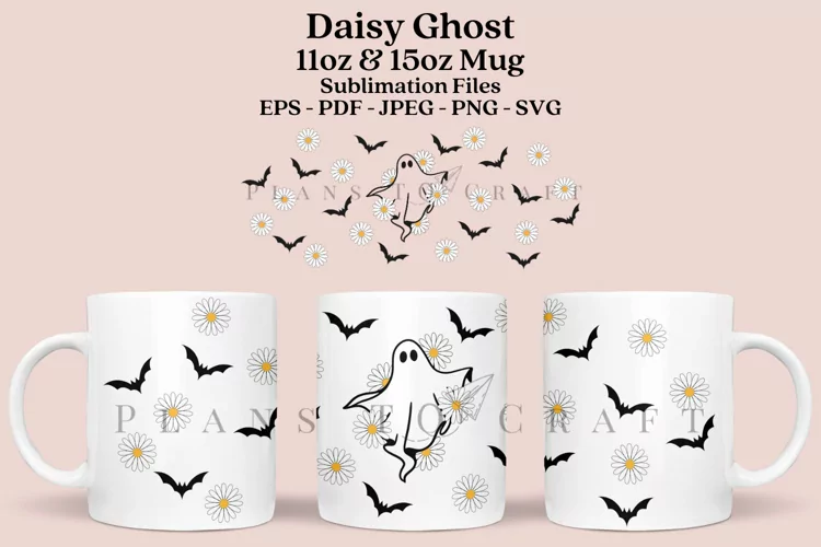 Daisy Ghost Mug Sublimation Wrap 11oz - 15oz