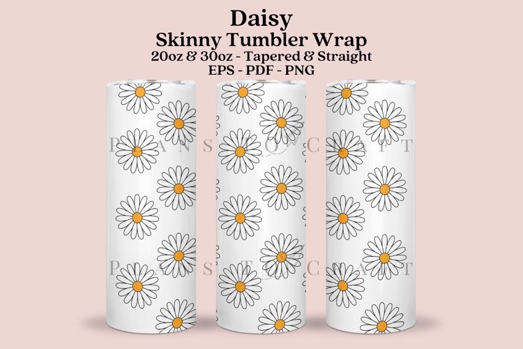 Daisy Outline Skinny Tumbler Sublimation Wrap