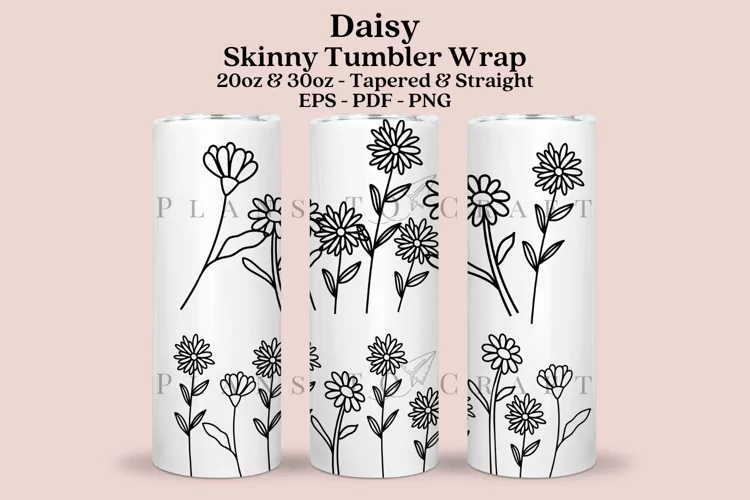 Daisy Outline Skinny Tumbler Sublimation Wrap