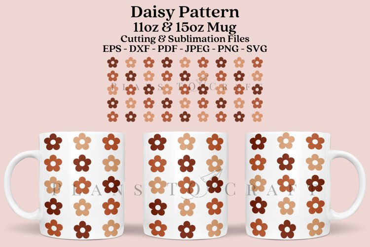 Daisy Pattern 11&15oz Coffee Glass Mug SVG