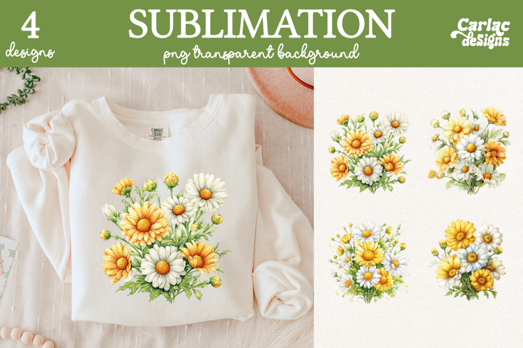 Daisy Sublimation Bundle, Daisy Clipart Bundle