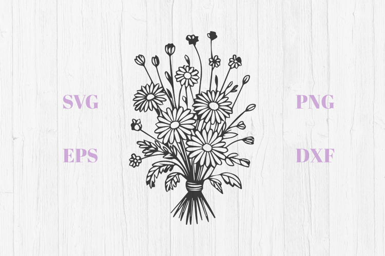 Wild flowers daisies bouquet SVG