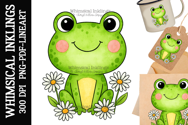Daisy Frog Sublimation Clipart