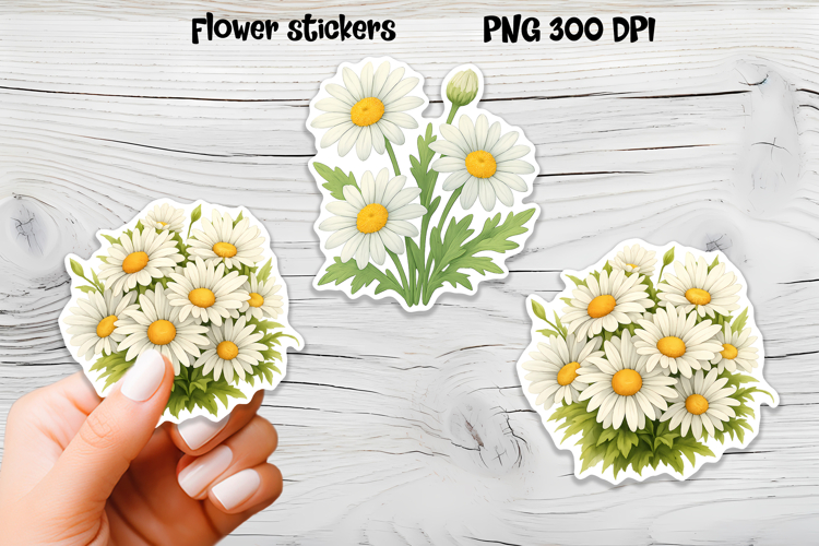 Daisy flower stickers | Printable floral sticker PNG