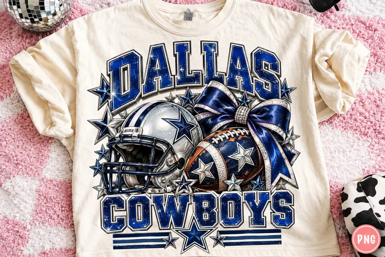 Football Glam PNG | Blue Silver Rhinestone Bow Helmet Game