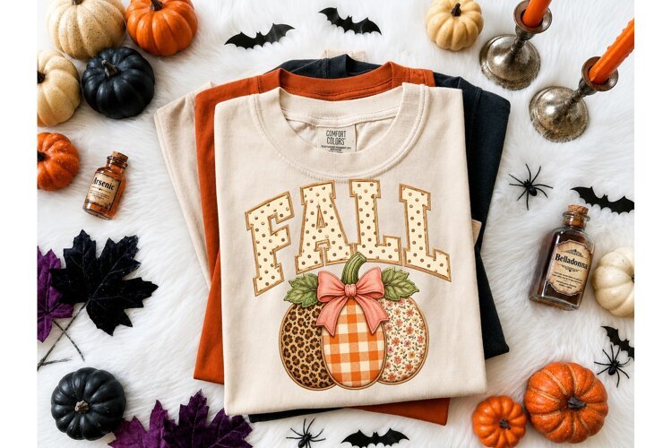 Fall Pumpkin Trio PNG Sublimation Tee example image 1