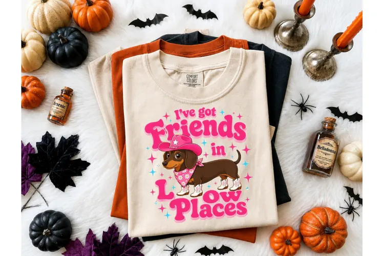 Dachshund Cowgirl Friends Low Places PNG