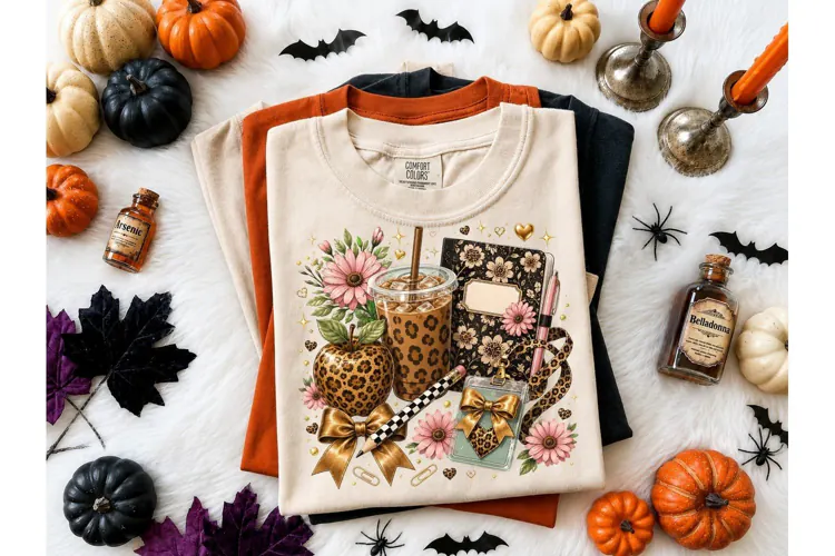 Boho Teacher Fall Leopard PNG Sublimatio