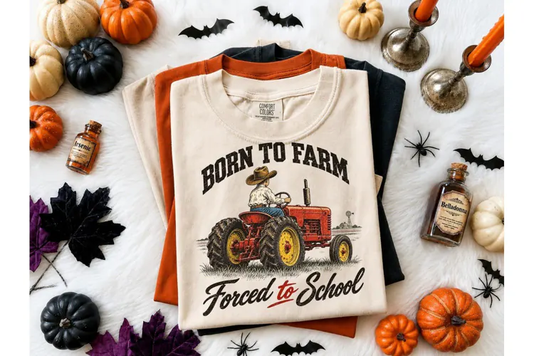 Born To Farm Forced To School PNG Tee