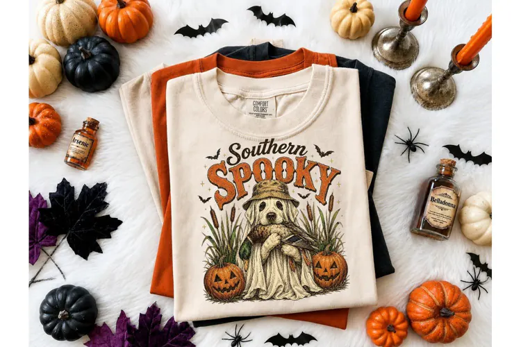 Southern Spooky Duck Dog Halloween PNG