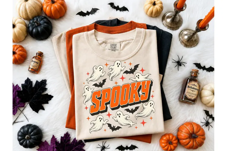 Spooky Ghost Halloween PNG Shirt Design
