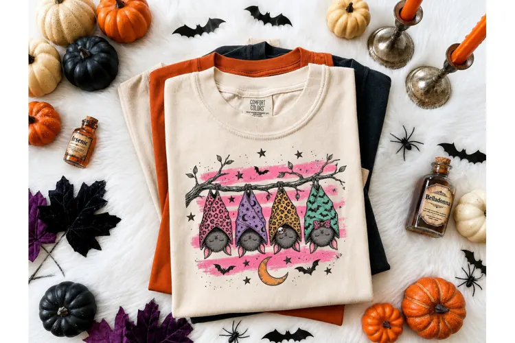 Halloween Bats PNG Sublimation Tee Desig