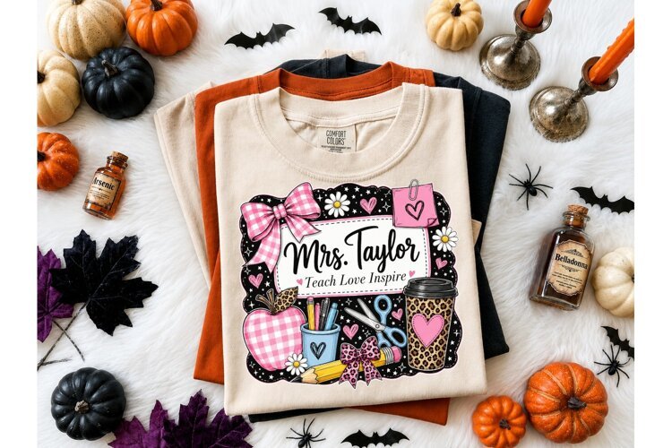 Mrs Taylor Teacher PNG Sublimation Tee example image 1