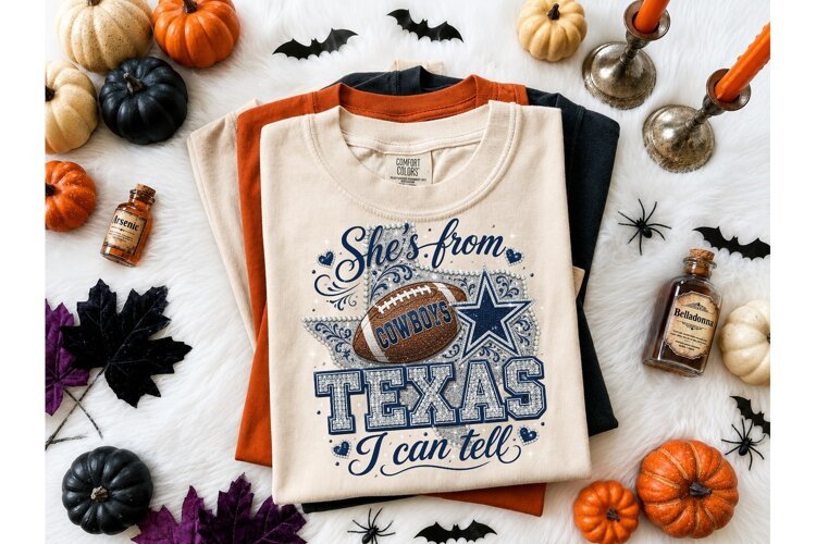 She's From Texas Cowboys PNG Shirt example image 1