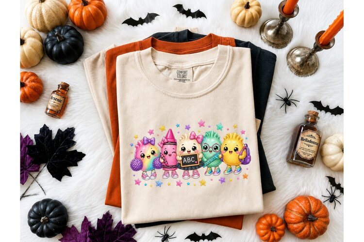 Cute School Supplies Squad PNG Tee example image 1