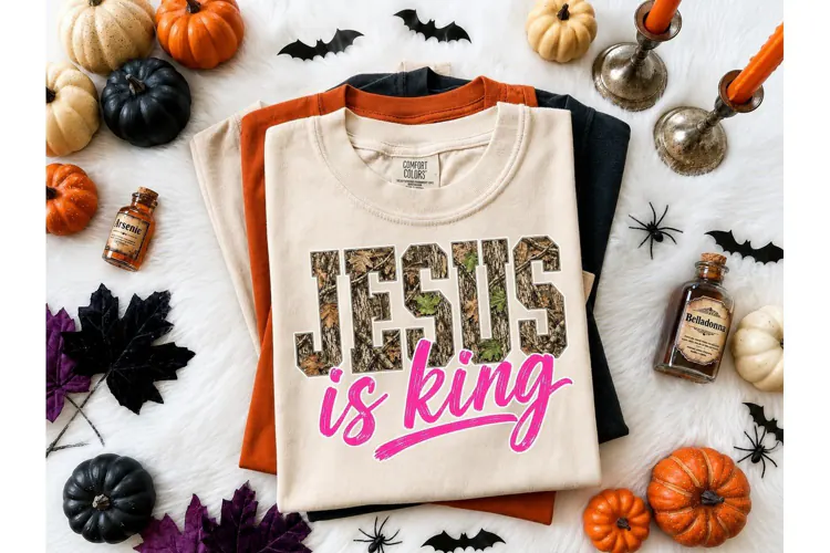 Jesus Is King Camo PNG Shirt Design