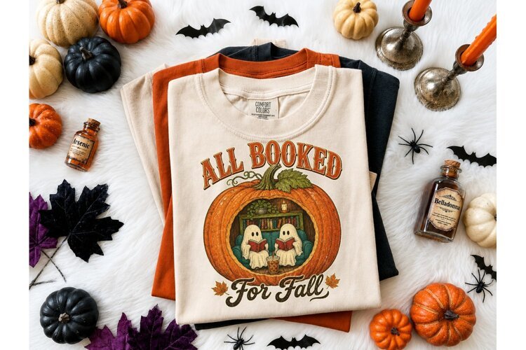 All Booked For Fall Ghost PNG Tee example image 1