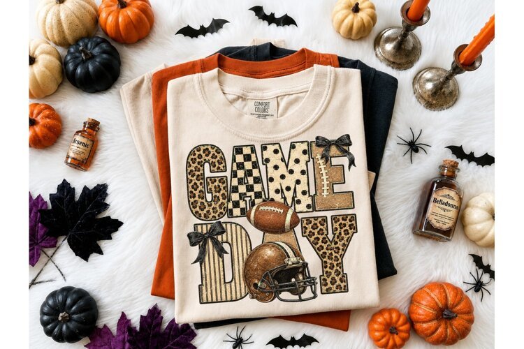 Game Day Football PNG Sublimation Tee-Game Day Football PNG example image 1