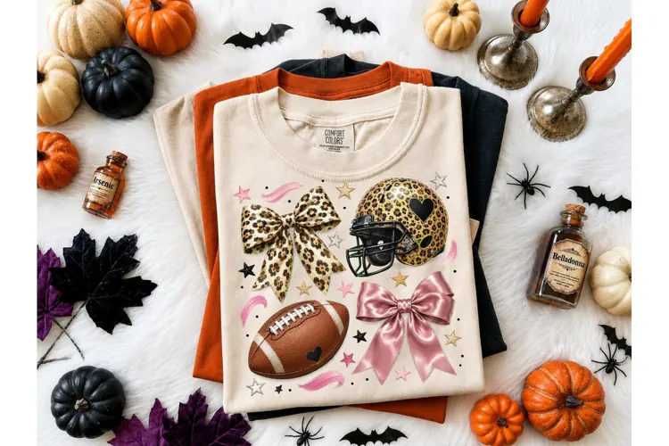 Football Coquette Bow Leopard PNG Tee