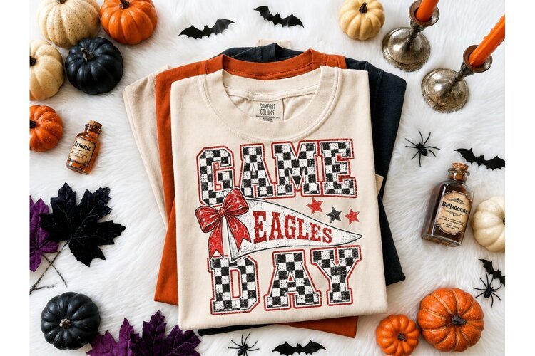 Game Day Eagles PNG Checkered Tee Design example image 1