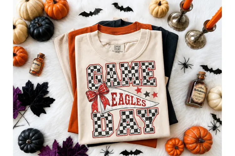 Game Day Eagles PNG Checkered Tee Design