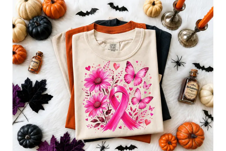 Breast Cancer Awareness Floral PNG Tee
