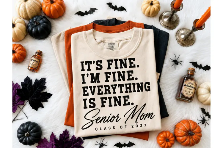 Senior Mom Class 2027 It's Fine PNG Tee
