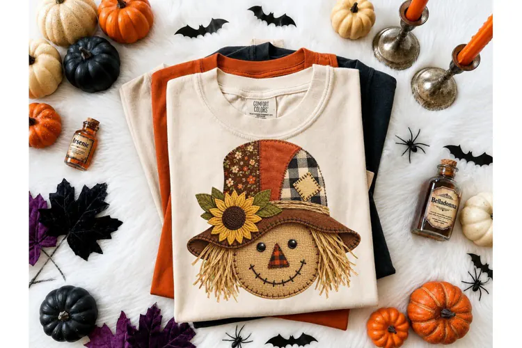 Fall Scarecrow Sunflower PNG Shirt Desig