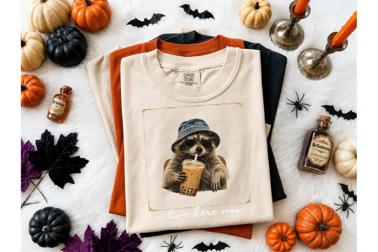 Raccoon Boba Tea PNG Funny Tee Design
