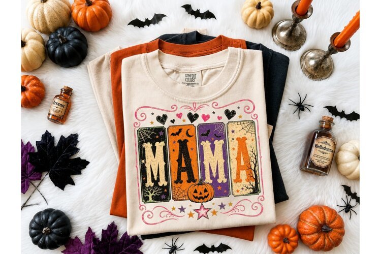 Halloween Mama PNG Shirt Sublimation Des example image 1