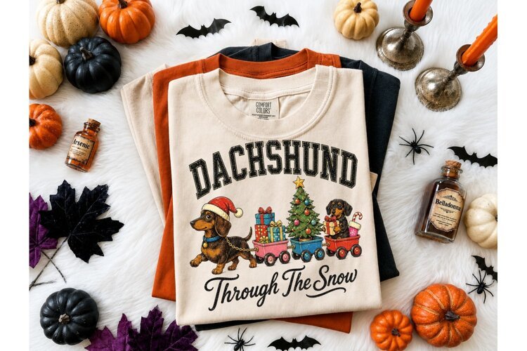 Dachshund Through The Snow PNG Tee example image 1