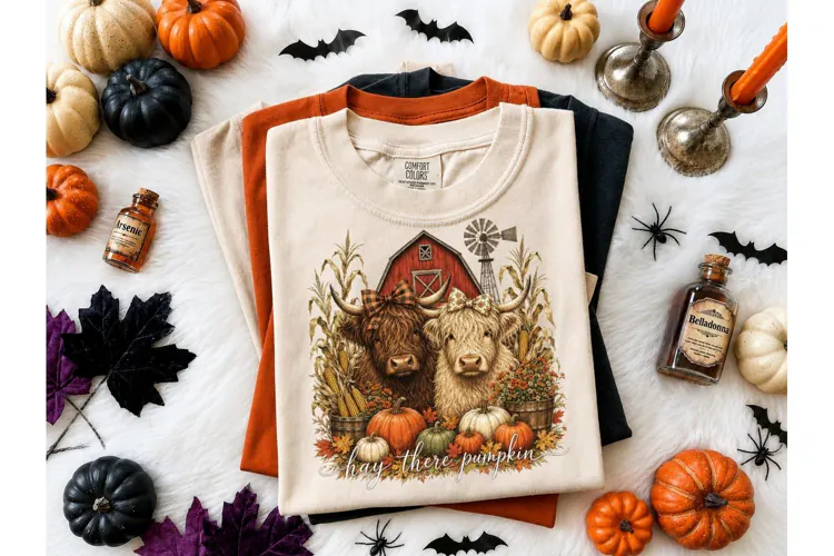 Hay There Pumpkin Highland Cow PNG