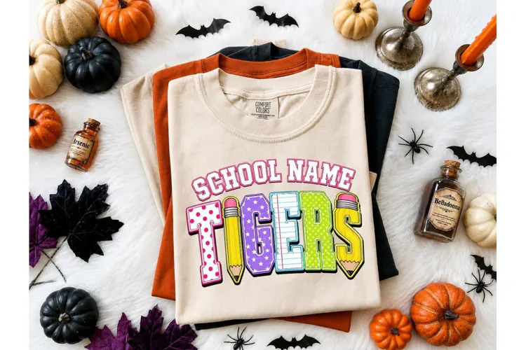 School Tigers Mascot PNG Sublimation Tee