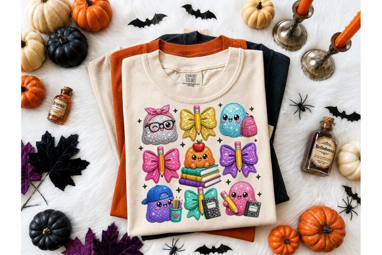 Kawaii Ghost Back to School PNG Tee example image 1