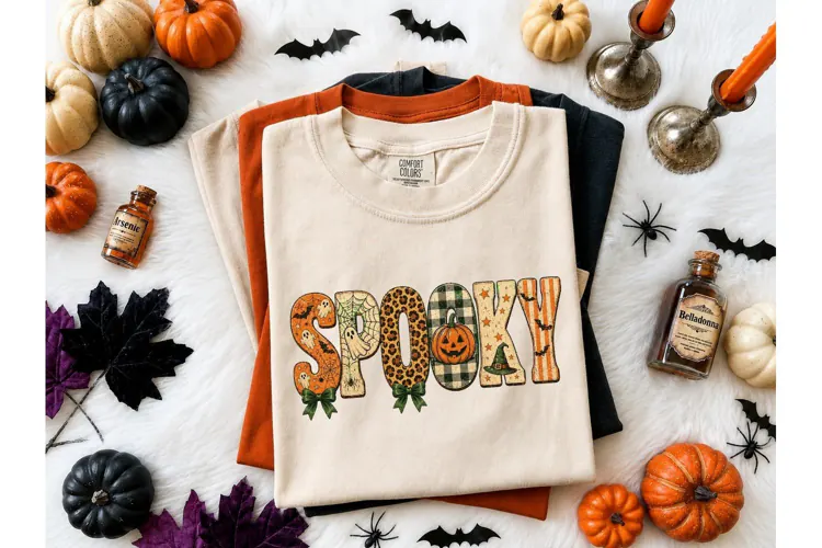 Spooky Halloween PNG Sublimation Tee Des