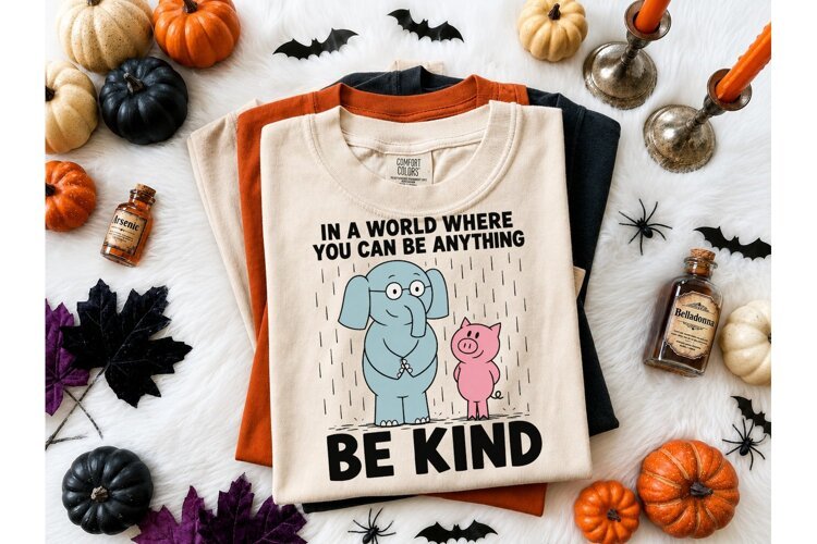 Be Kind Elephant Pig PNG Shirt Design example image 1